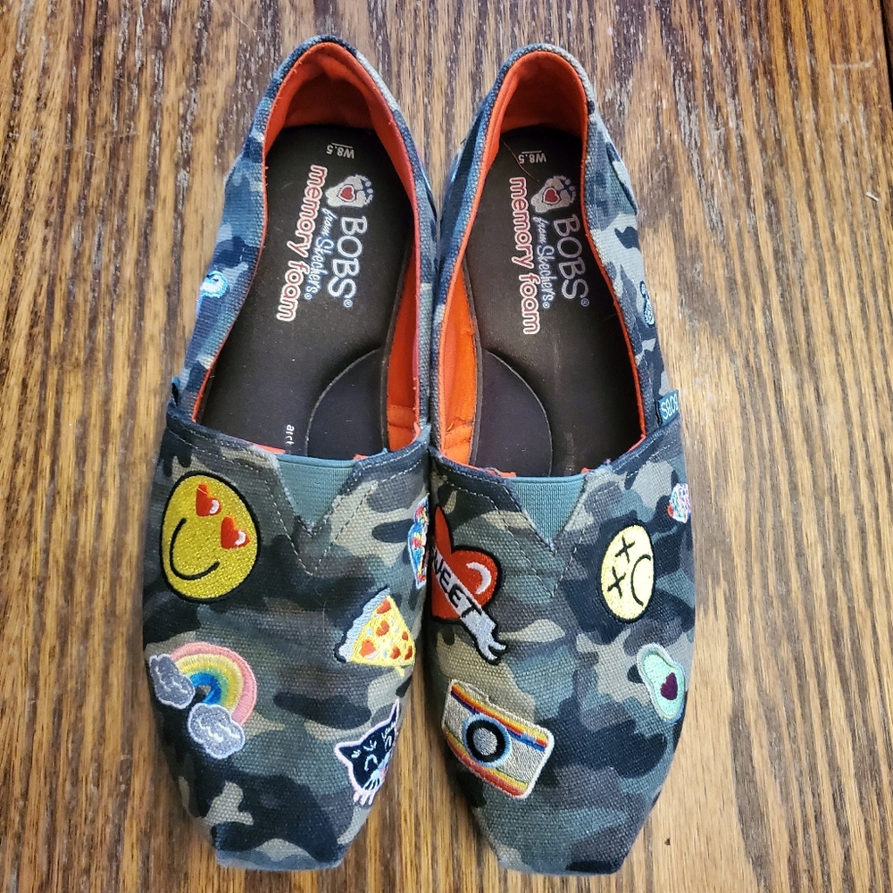 Skechers BOBS Orange and Black Slip-On Shoes